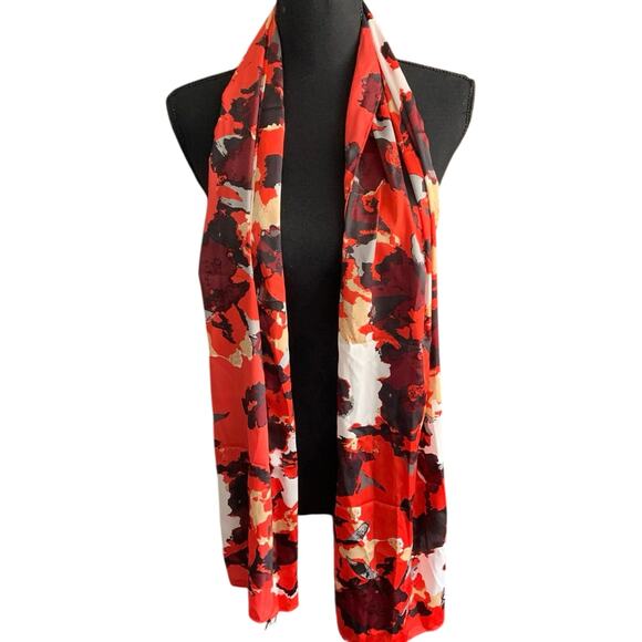Anne Klein Accessories - Designer Anne Klein Polyester Oblong Fashion Scarf RED Dappling Splotches